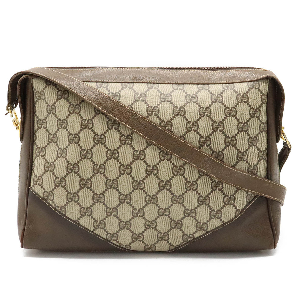 Gucci GG Plus Sherry Shoulder Bag Hobo Leather Beige Cream Mocha Brown